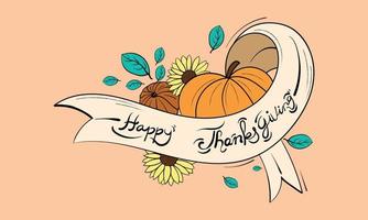 Happy Thanksgiving.greeting card with ribbon and text happy thanksgiving.  ribbon banner for Happy Thanksgiving Day.  Vector Illustration