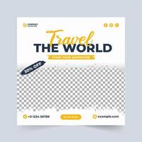 Tour and travel social media post. Travel agency advertisement banner vector. Vacation and adventure planner flyer design. Tour and travel banner template for social media advertising elements. vector