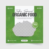 Organic food social media post. Special organic food sale flyer. Natural healthy food menu. Healthy vegetable sale banner. Fresh and healthy vegetable store promotion. Vegetable promotion template. vector