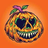 Evil smile pumpkins halloween illustration vector