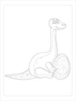 página para colorear de dibujos animados de dinosaurios para niños vector