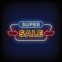 Neon Sign super sale with brick wall background vector