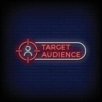 Neon Sign target audience with brick wall background vector