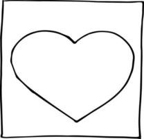 frame with sketch heart hand drawn doodle. space for text, icon, , monochrome, minimalism. vector