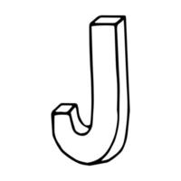 letter J hand drawn in doodle style. sketch, font, handwriting vector