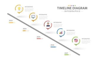 plantilla isométrica infográfica para negocios. Diagrama de línea de tiempo moderno de 5 pasos con círculo y tema, línea de tiempo infográfica vectorial de presentación isométrica. vector