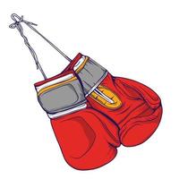 Line art color illustration of a boxer wearing a red glove with a pose vector