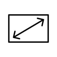 Full screen icon with arrows in black outline style vector