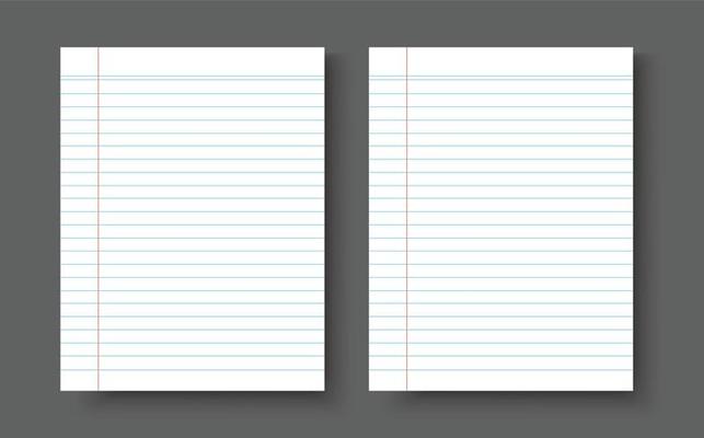 Blank notebook paper sheet with lines vector illustration