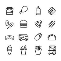 conjunto de iconos de comida callejera con estilo lineal aislado sobre fondo blanco vector