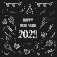 happy new year 2023 flat design with ornament hand drawn vector