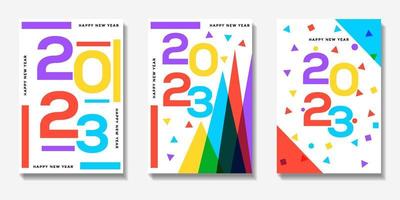 set of happy new year 2023 abstract poster vector