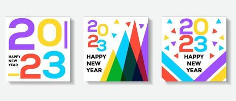 media social post abstract happy new year 2023 set vector