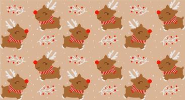 Seamless christmas background with decorative deer vector