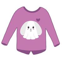 Pink cardigan with a rabbit pattern. Vector illustration isolated on a white background.