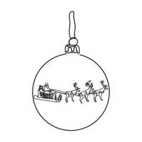 A continuous drawing of a Christmas ball with one line, a vector minimalist linear illustration made of this single line, design elements of the New Year and Merry Christmas