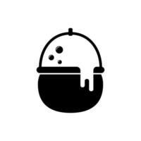 boiling cauldron icon black and white mark on isolated background vector