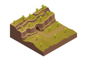 montaña con ferrocarril y árboles vector