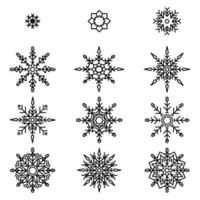 Unique Snowflake Cool Winter Snow Collection Set vector