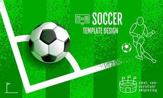 diseño de plantilla de fútbol, banner de fútbol, diseño de diseño deportivo, tema verde, vector