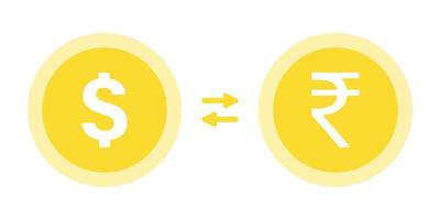 USD to INR exchange currency icon in flat style design isolated on white background. vector