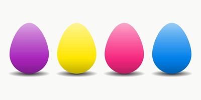 Collection of four multicolored easter eggs isolated on white background. vector