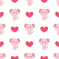 Cute cartoon axolotl. Seamless pattern. Vector. vector