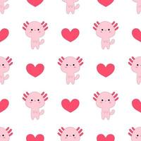 Cute cartoon axolotl. Seamless pattern. Vector. vector