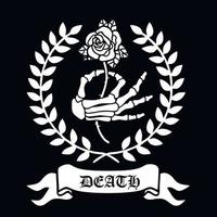 arm of skeleton with rose, grunge vintage design t shirts vector