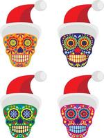 Set christmas sugarr skull vector