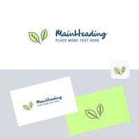 Leafs vector logotype with business card template Elegant corporate identity Vector