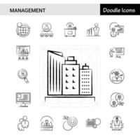 Set of 17 Management handdrawn icon set vector