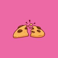 split chocolate chip cookies vector illustration side view