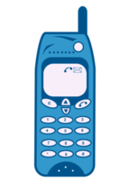 téléphone portable bleu vue de face style rétro png