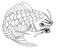 Koi Carp Fish Jumping Line Drawing png