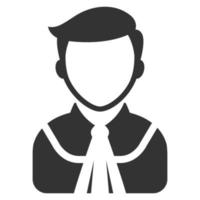 avatar de juez de icono blanco y negro vector