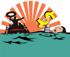 Man Sinking Dollar Sign png