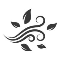 Black and white icon blowing leaves vector