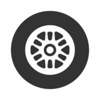 neumático de coche icono blanco y negro vector