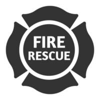 emblema de bombero icono blanco y negro vector