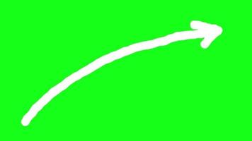 Hand Drawn Long Curve Upward Pointing Arrow. Animated Doodle, Scribble on Green Background video