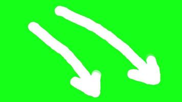 Two Hand Drawn Scribbled Pointing Arrows. Animated Doodle on Green Background. video