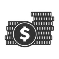 Black and white icon coin money vector