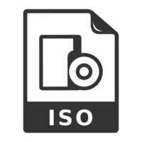 icono en blanco y negro formato de archivo iso vector