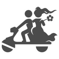 scooter de boda icono blanco y negro vector