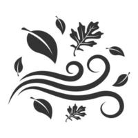 Black and white icon autumn leaves vector