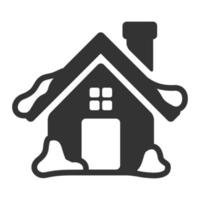 Black and white icon winter house vector