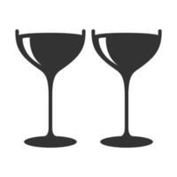 copa de vino icono blanco y negro vector
