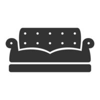 sofá icono blanco y negro vector