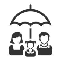 Black and white icon family umbrella vector